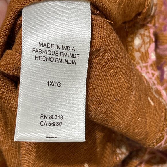 Lucky Brand Women's Knit Top Rust Pink Size 1X Casual Stretch V-Neck - Picture 6 of 8